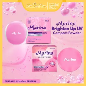 Find It Store - Marina Compact Powder UV Brighten Up 12gr | Bedak Padat | Two Way Cake | Setting Powder | Semua Jenis Kulit | Full Coverage | Tahan Minyak | 100% Original | BPOM | Halal |