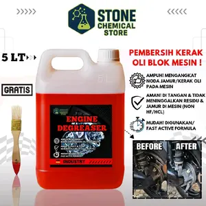 Engine Degreaser 5 Liter/ Pembersih Kerak Mesin Krengkes Blok Mesin Motor / Cairan Obat Perontok Karat Mesin Kendaraan Super / Pembersih Noda Oli Mobil Car Motorcycle Semir Ban Tahan Lama / Pengkilap  Semprot