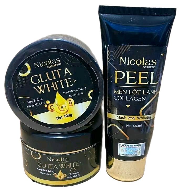 Combo Men Lột Lạnh + 100g Kem Body Cấy Trắng Đen Nicolas Hổ Trợ Làm Đẹp Da