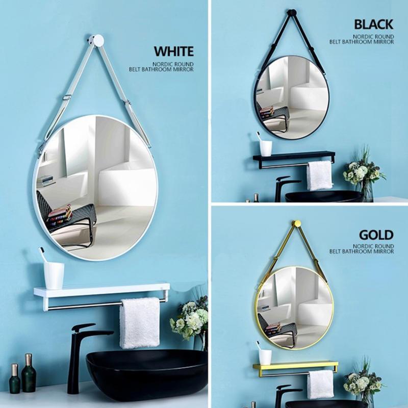Product Introduction of Circular Hanging Mirror with Shelf - Decorative Round Mirror for Bathroom and Makeup Area - Scandinavian Design - Minimalistic Look 5