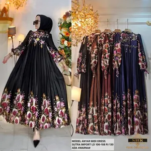 NEW SHR ORI MIDI DRESS ORGANZA SATIN SUTRA FULL PRINT ORI SHR 100 %