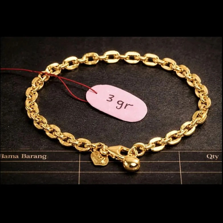 [NO0100] Gelang tangan nuri polos gold lapis lapis emas 24k berkualitas mewah Style anti luntur