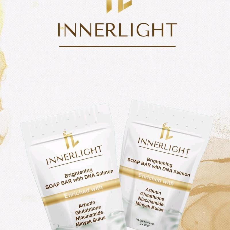 INNERLIGHT SOAP BAR with DNA salmon | sabun pemutih mencerahkan kulit yang KUSAM da KERING  mengandung arbutin Niacinamide Glutathione acid minyak bulus BPOM 1