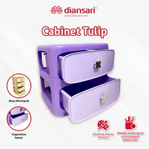 DIANSARI - Cabinet Tulip Susun 2 - Lemari Penyimpanan Serbaguna | Laci Plastik 2 Tingkat Furniture
