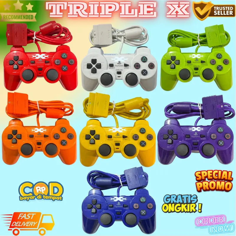 [XXX] Joystick Gamepad Stik PS 2  Warna Stabilo 1.8m Kabel serat 1