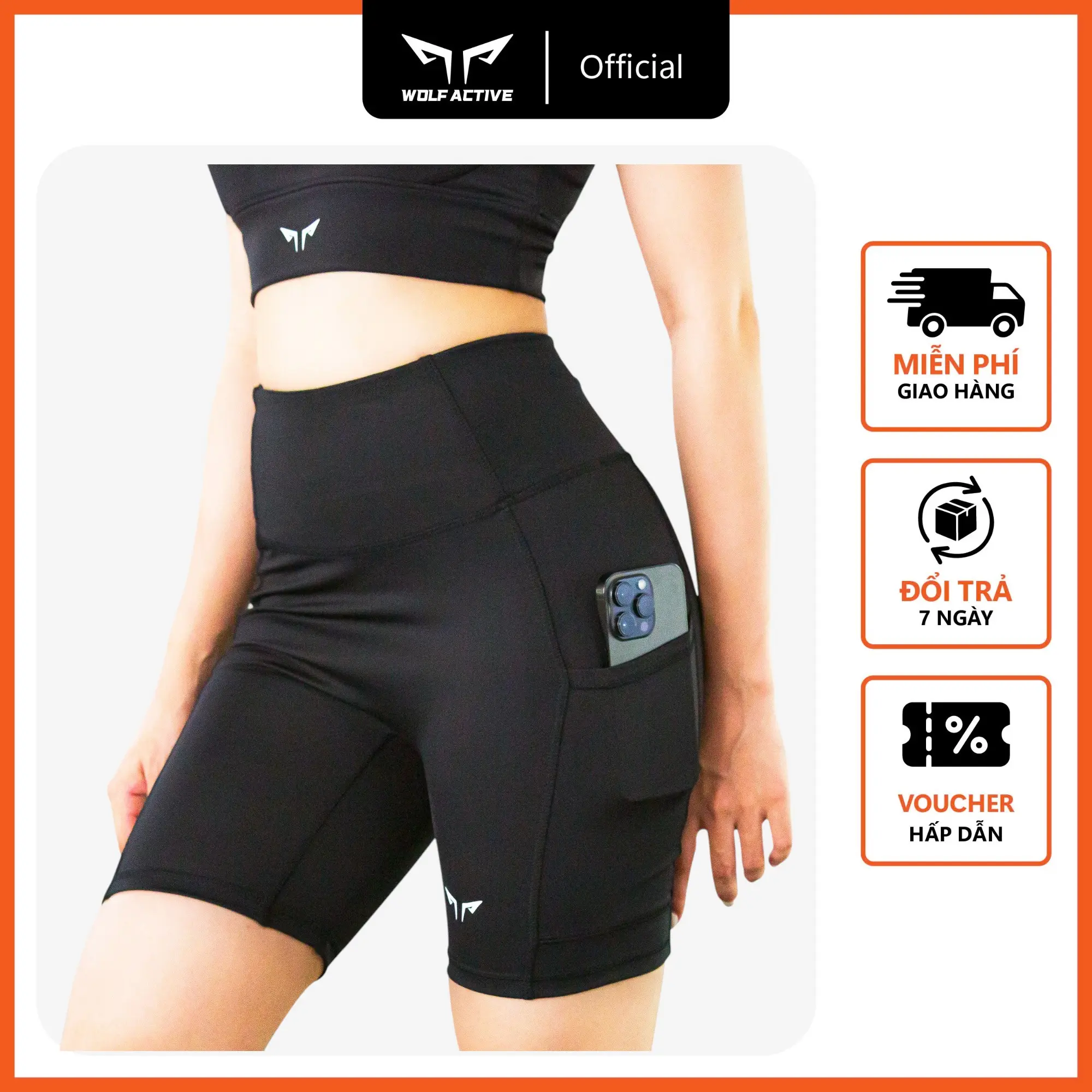 Quần Bó Cơ Nữ Wolf Active Compress Run 78, Quần Chạy Bộ Biker Cao Cấp, Cạp Cao Tôn Dáng Vải Mềm Mịn, Nhanh Khô