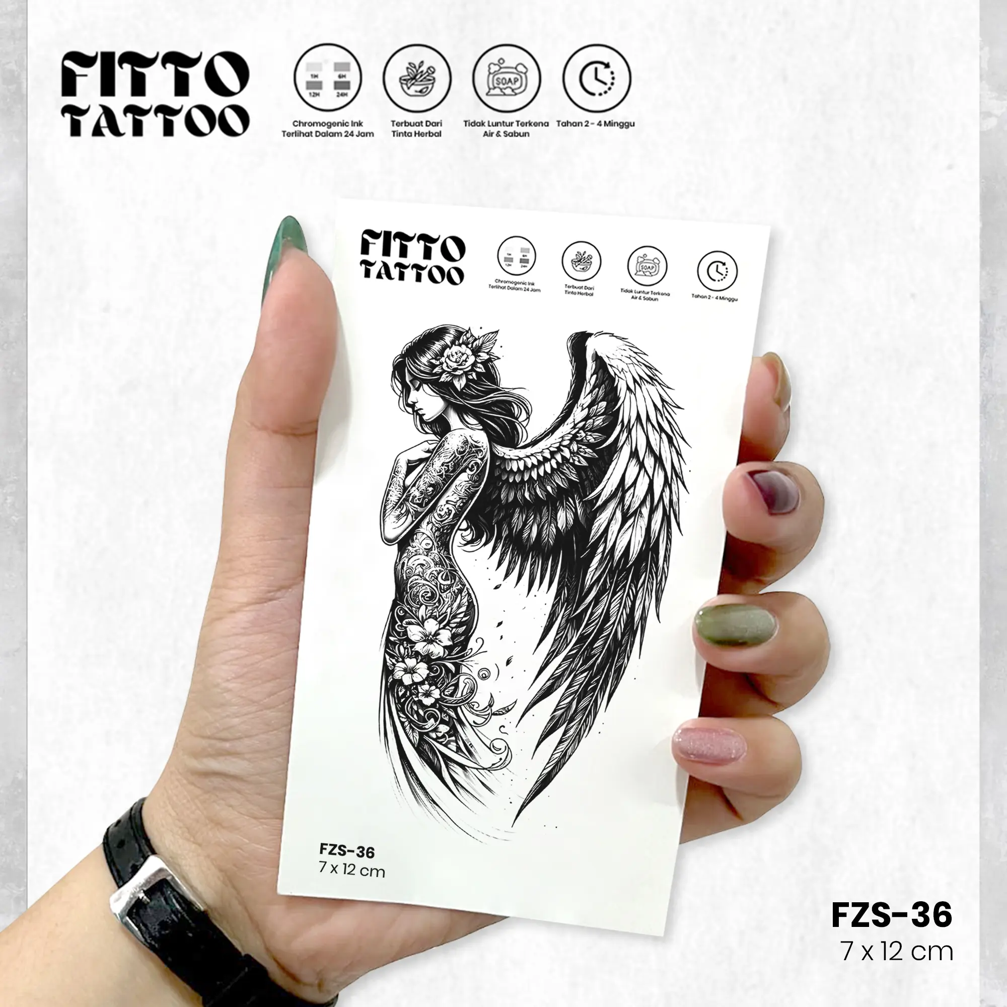 tato temporer premium KECIL tattoo fruit ink semi permanen tatto sayap angel Fitto tatto Temporary