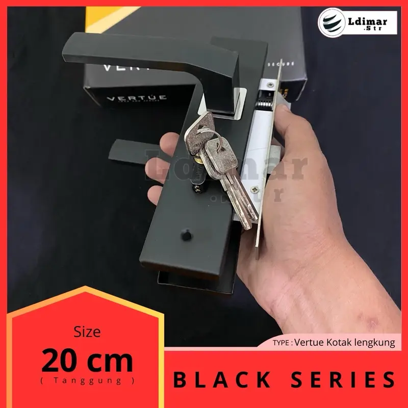 Set Kunci Pintu Tanggung 20cm merk Aigo Selot dengan Handle Hitam dan Sentuhan List Silver 5
