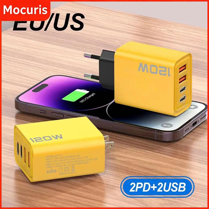 pd USB c bộ sạc 120W 4 cổng sạc nhanh sạc nhanh 3.0 bộ sạc loại c bộ chuyển đổi cho IPhone 15 14 Xiaomi Samsung bộ sạc tường