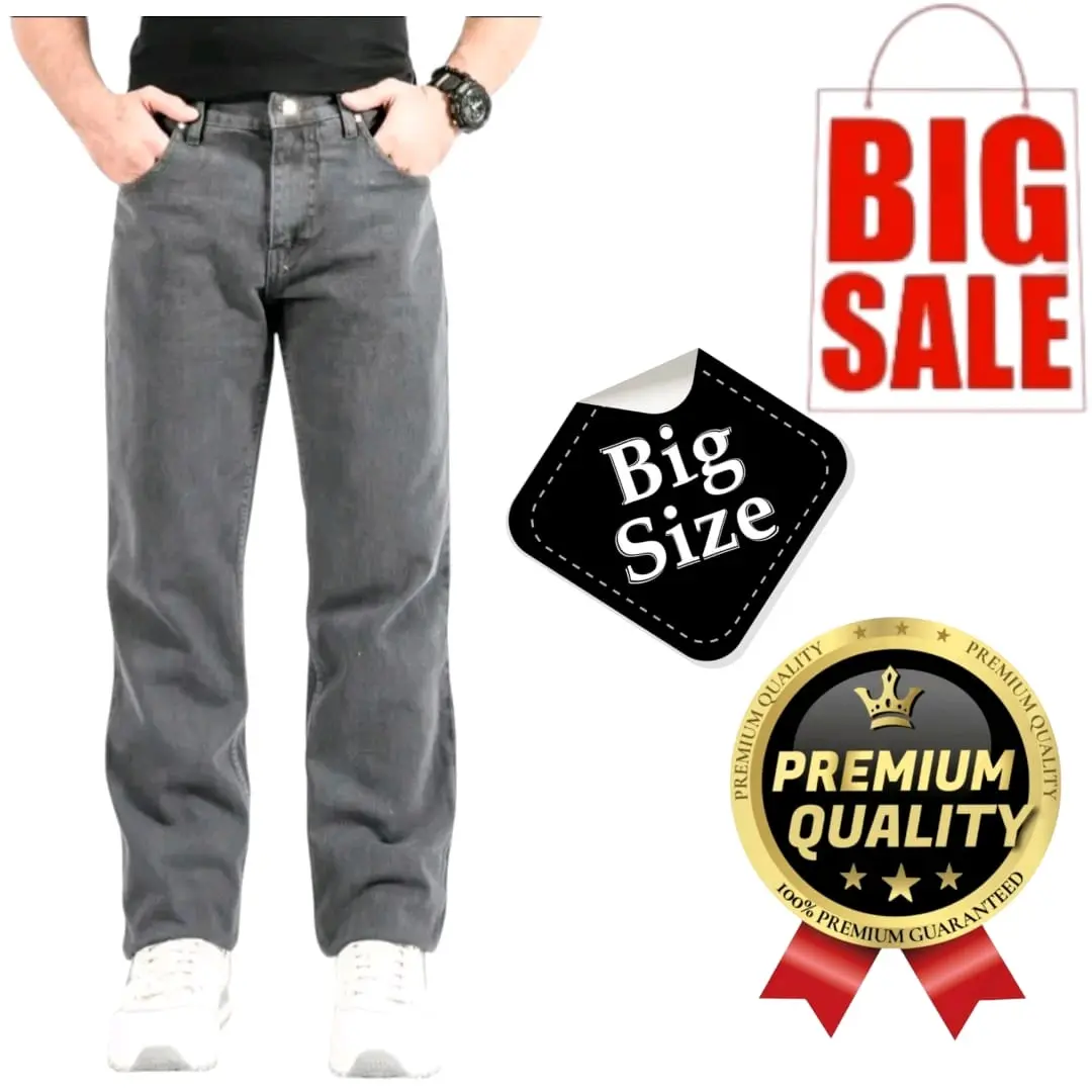 Jeans Abu Grey Standar Non Stretch Jumbo 28-46 Celana Jeans Pria Reguler Fit Big Size  46 Denim Cowok Grey