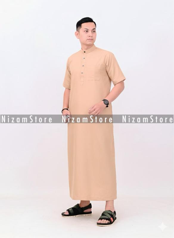 Gamis Pria Jubah Lengan Pendek Kancing Snap Muslim Dewasa Katun Premium Hitam Putih Abu Haji Umroh Gamis Pria Jubah Lengan Pendek Kancing Snap Muslim Dewasa Katun Premium Hitam Putih Abu Haji Umroh