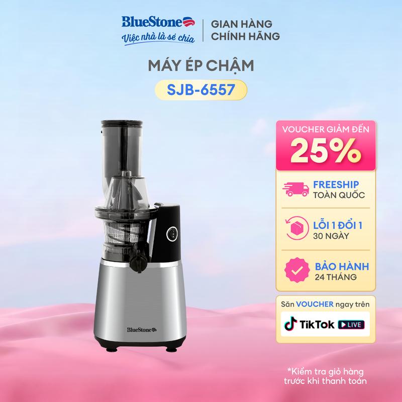 Máy Ép Chậm BlueStone SJB-6557 150W Công Suất 45-65 Vòng/phút Thiết Kế Nhỏ Gọn Thân Inox Bảo Quản Vitamin Và Khoáng Chất