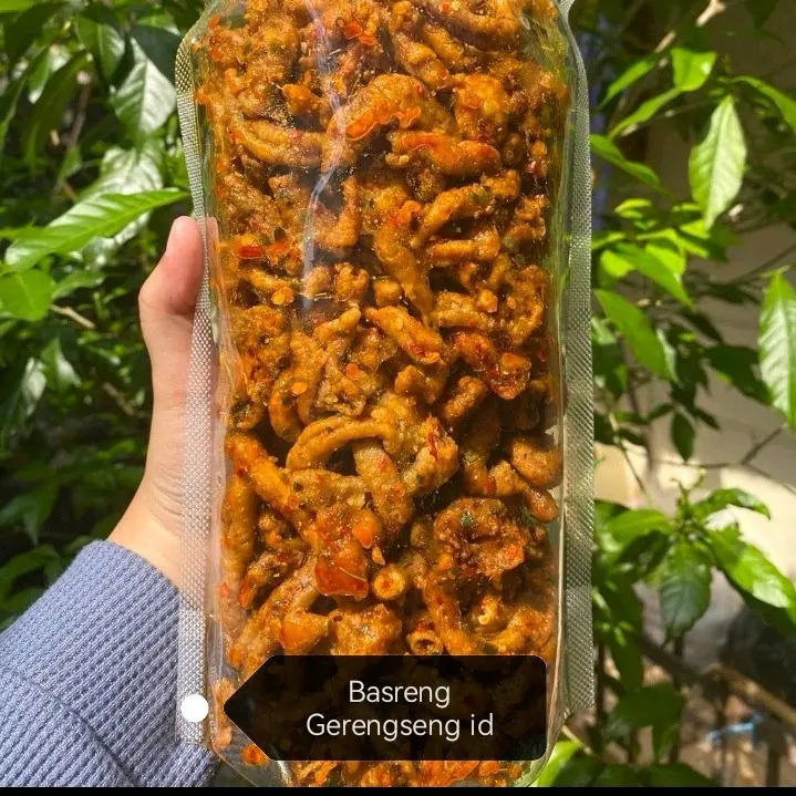 Usus ayam crispy pedas daun jeruk Varian 500g Cemilan Camilan