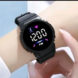 0WBS Jam Tangan LED Digital Pria Wanita Rubber Electronic Fashion Couple Anak Remaja Premium Tahan Air Strap Karet Bahan Case Plastik ABS Semi Premium