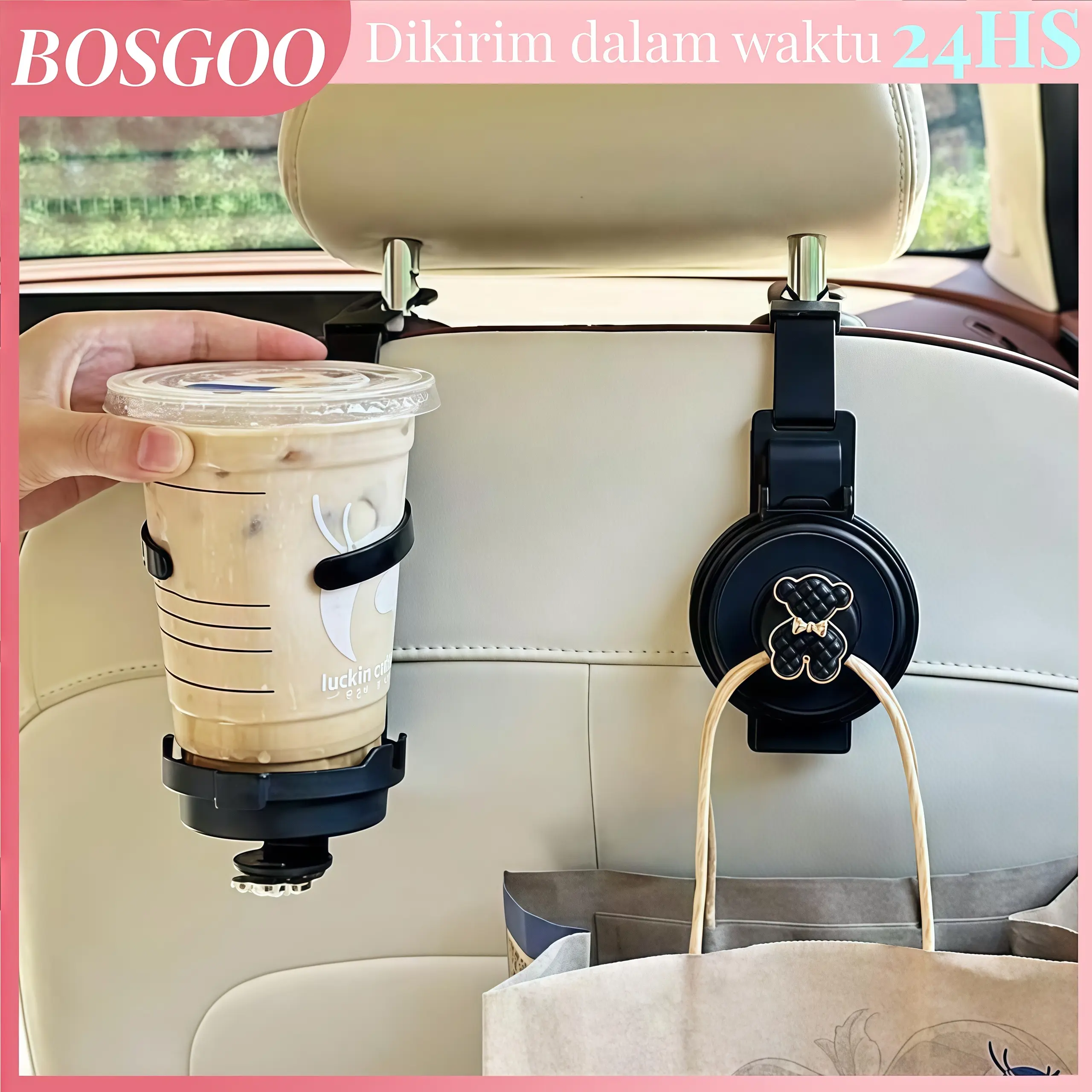 Gantungan Mobil dan Holder HP Cup Holder Mobil Multifungsi 3 in 1
