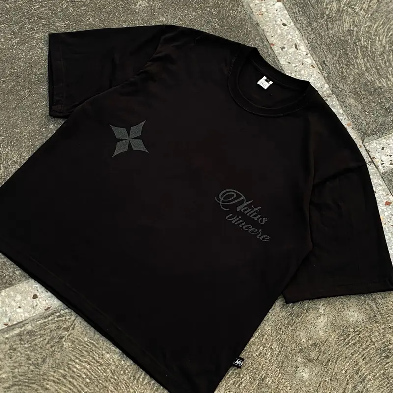 AFNTY.ID | T-SHIRT OVERSIZED BOXY & REGULAR |  COTTON NATUS VINCERE GLITER COMBED 20s Hitam Sablon Gliter fasion kaos boxy 1
