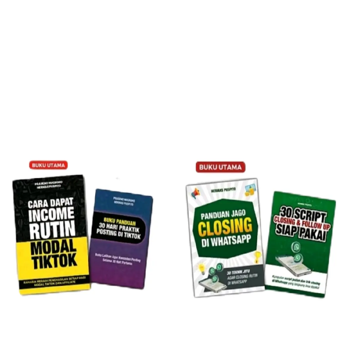 Buku TikTok hitam kuning & Buku kuning closing di WhatsApp