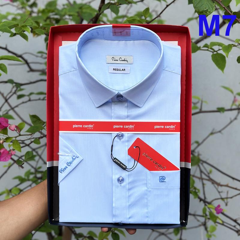 Áo Sơ Mi Pierre Cardin, Áo Sơ  Mi Nam Ngắn Tay Xanh Lam Nhạt, Hàng Xuất Dư Cao Cấp Mẫu Mới 2025