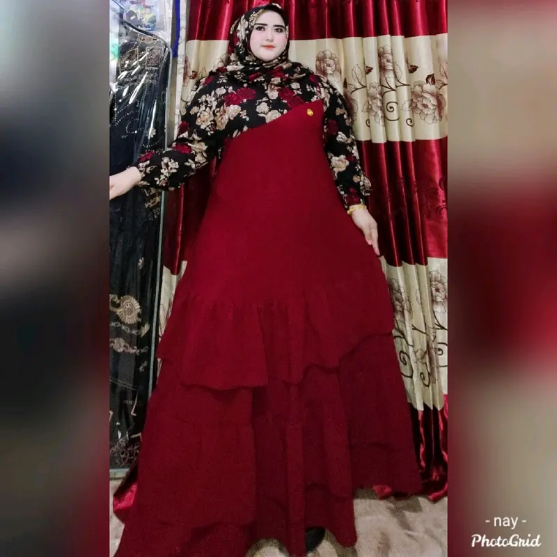 Gamis Set Hijab Inara Rayon Diamond mix Cringkel airflow 0