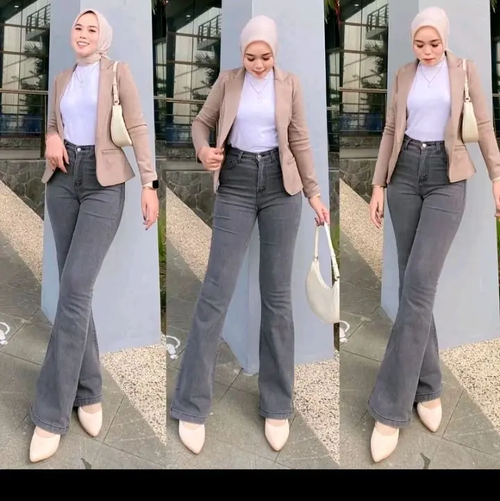 Celana Cutbray Jeans Wanita Loose Jins Cutbray Korea Style Stretch Viral Nyaman Casual