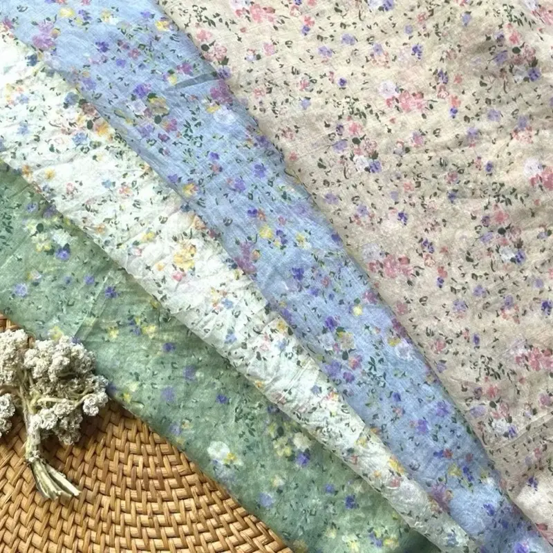 Kain Katun Silky Semi Sutra Motif Bunga Kecil Adem Halus & Lembut Bahan Tipis Lembut Perlu Furing harga 0,5 meter