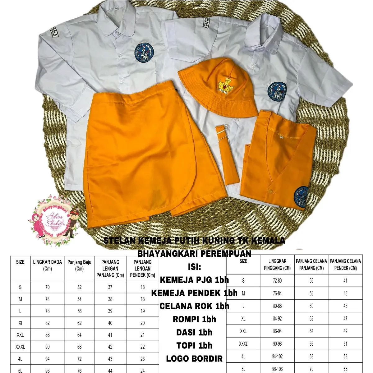 KEMEJA ATASAN ANAK PEREMPUAN TK KEMALA BHAYANGKARI : BAHAN KATUN TC  LOGO BORDIR