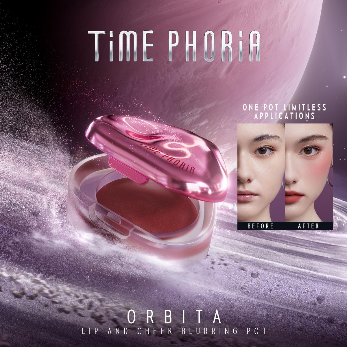 [Limited 69k!] TIME PHORIA Orbita 3-in-1 Blurring Pot Liptint Lucu Lipstik Tahan Lama Lip Cream Waterproof Gincu Anti Air Blush On Eyeshadow High Pigment Color