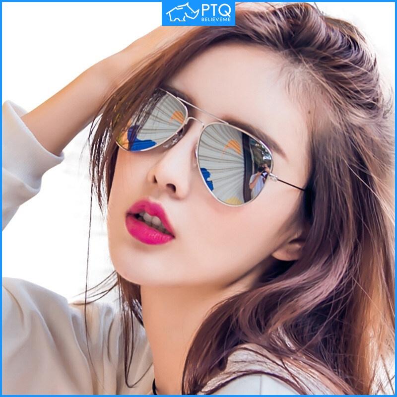  Kính Râm Chất Liệu Kim Loại Dành Cho Nam Và Nữ Phim Màu Phản Chiếu Mới Gọng Lớn Thời Trang PTQ 