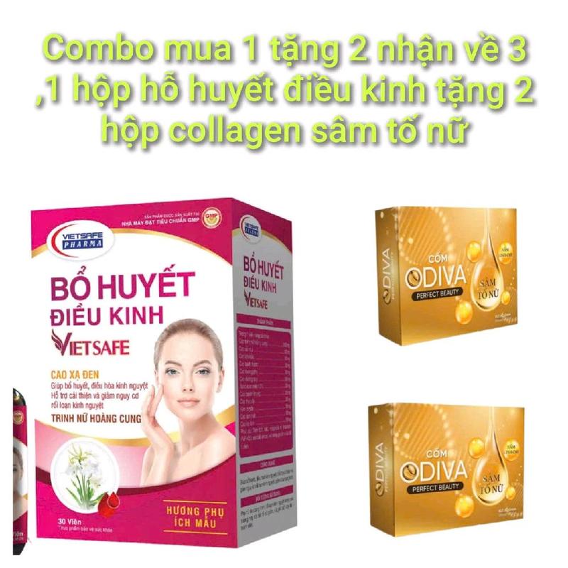  Combo Viên uống bỗ huyết điều kinh tặng 2 hộp  collagen ODIVA sâm tố nữ thực phẩm bổ sung hổ trợ  hổ trợ chăm sóc da 