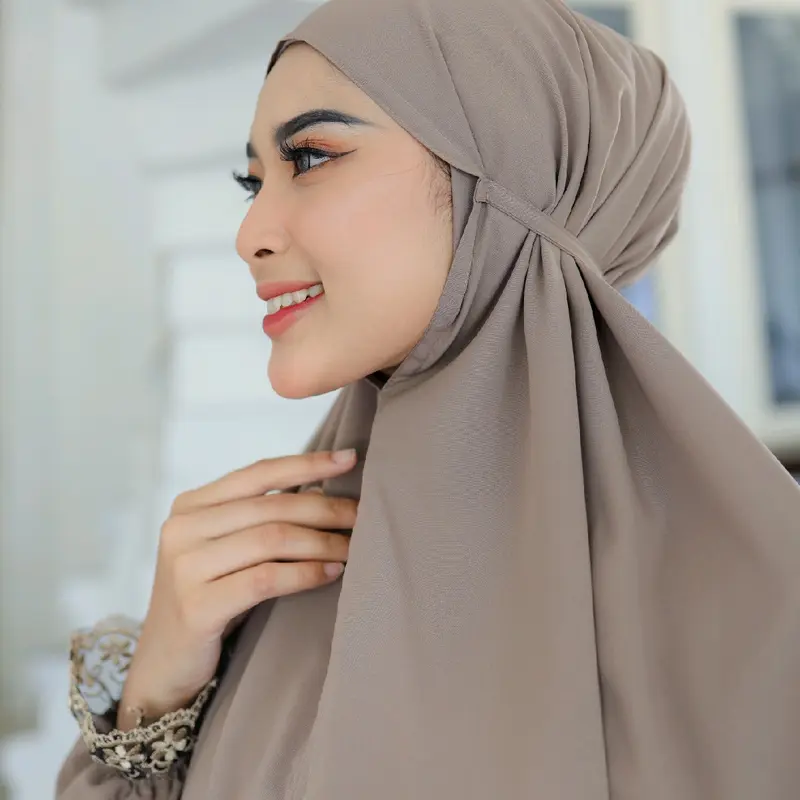 Khadijah Haji Umrah set gamis iner tanpa lengan khimar tangan smok karet Size Jumbo XXXXL Jilbab Kombinasi 6