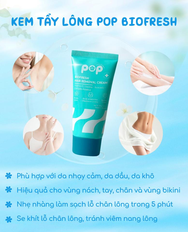 Product Introduction of Kem Tẩy Lông Pop Biofresh – Tẩy Lông Dịu Nhẹ, Dưỡng Ẩm, Hương Nhài Thơm Dịu - 50g 4