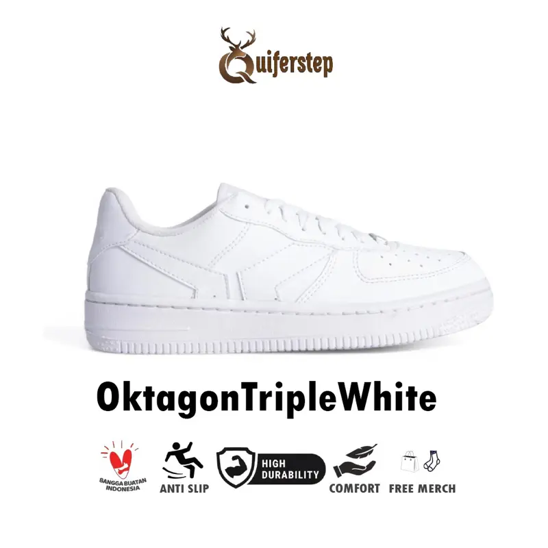 Sepatu Sneakers Quiferstep Oktagon Triple white low shoes full white pria wanita casual original sneaker putih terbaru