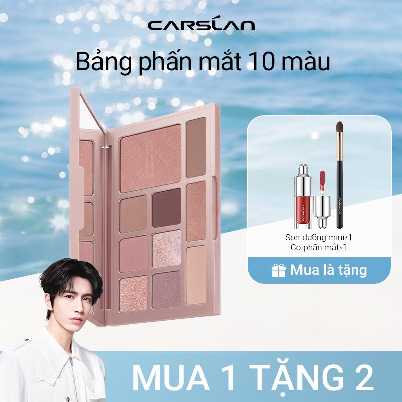 Livestream Bảng Phấn Mắt 10 Màu CARSLAN,Bảng màu đa năng cho người mới Độ bão hoà thấp Tinh tế bám chặt vào da tệp da tự nhiên không gây bẩn 18g+ Free gifts Cọ phấn mắt * 1 + son bóng mini 1g