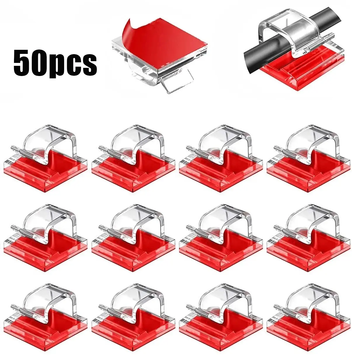 50Pcs Klip Penjepit Kabel Tempel Shaped Cable Organizer /Klem Kabel Tempel  Clamp /Winder Wall Mounted Hook