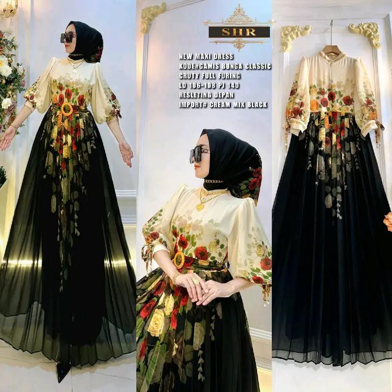 GAMIS NEW MAXI DRESS SHR CODE GAMIS BUNGA CLASSIC - TikTok Shop Malaysia