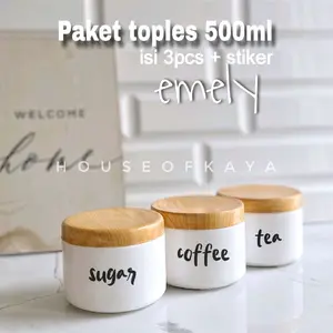 PAKET 500ML ISI 3PCS + stiker waterproof | Toples bumbu toples plastik putih aesthetic Kitchenware