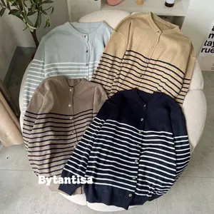 ￼Bytantisa - Cardigan Rajut Strip Anita Kancing Hidup Knitwear Motif Garis