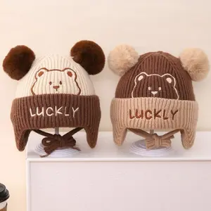 Topi Kupluk Anak Bayi Laki Laki Model Bordir Luckly Beruang Bearknot Korean Style Lucu Cocok Untuk Usia 3Bulan - 2Tahun