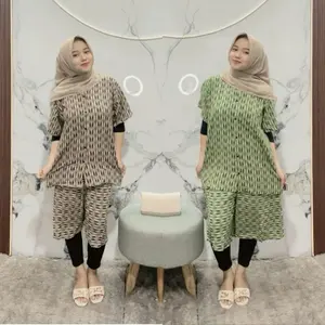 Setelan Tidur Celana 3/4 Motif Eva Wanita Rayon Premium Busui Adem Nyaman LD 110 Piyama Santai-JF Boutique.id