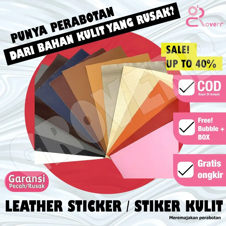 Sticker Stiker leather bahan kulit untuk sofa Jok mobil tas furniture