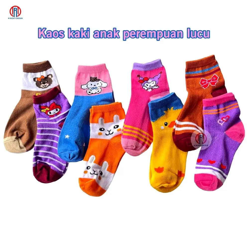 paket 4 pasang kaos kaki anak paud/TK/SD motif karakter cewek cowok
