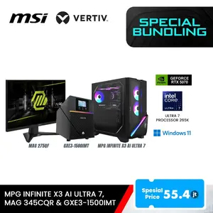 Paket Bundle PC Gaming MSI MPG INFINITE X3 AI Ultra 7 RTX 5070 + Monitor 27” MAG 275QF + UPS Vertiv 1500VA/1350W On-line Liebert GXE3-1500IMT
