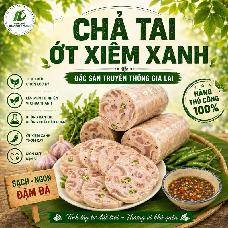 1KG CHẢ TAI HEO ỚT XIÊM XANH HÀM RỒNG