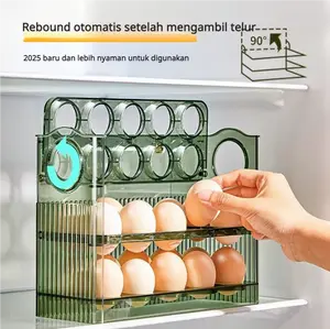 Kotak penyimpanan telur, kulkas dengan kotak telur pintu sisi, jaringan telur berbilang lapisan, bak telur anti drop, rak telur dapur