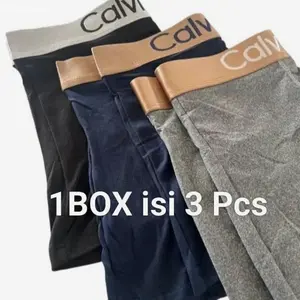 [INDO.CD PROMO] 1BOX ISI 3PCS CELANA BOXER PRIA DEWASA/CELANA DALAM Cowok ahan Katun spandex lembut | Hot Item