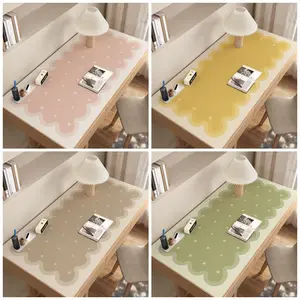 Taplak Meja Polkadot Gelombang Estetik PVC Anti Air Bisa Custom Ukuran Premium Warna Solid Minimalis Desain Unik Motif Pink Kotak & Karakter Lucu Tahan Gores dan Panas Ringan