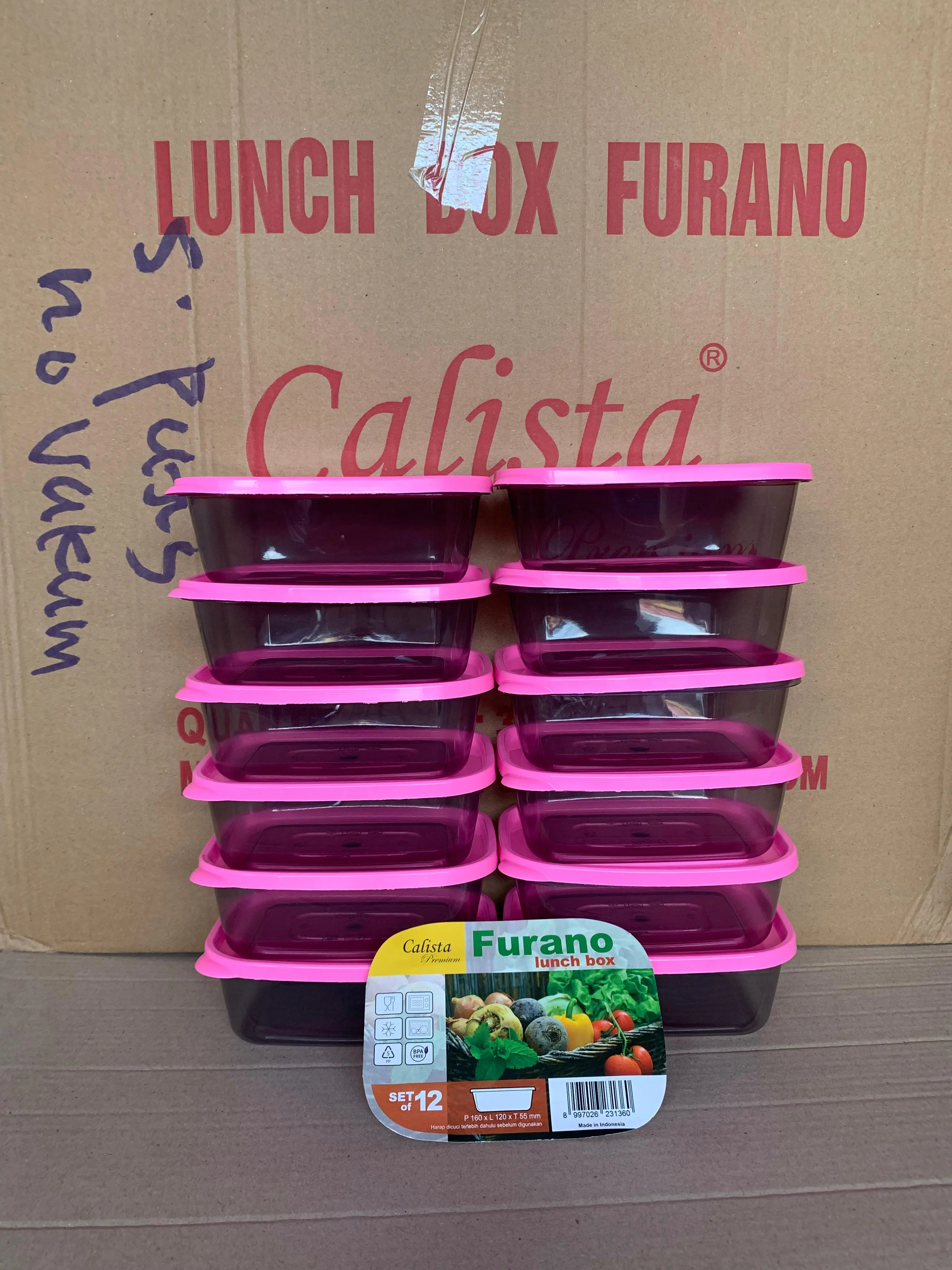 Calista Furano Smoke Sealware isi 6pcs Stoples Pentimpanan Sayur dan Buah Set Kulkas Wadah Kotak 550 ml Kontainer Makanan Plastik