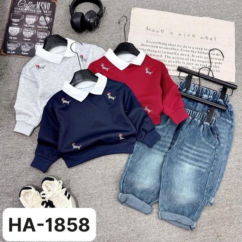 TẶNG Kính Bộ nỉ thu đông kẻ kèm quần jean baggy size từ 10-30kg