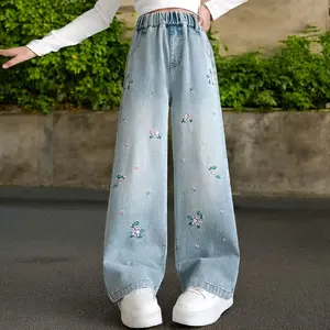 CELANA SKENA KULOT JEANS ANAK PREMPUAN UNTUK USIA 6-13 TAHUN BORDIL BUNGA ,LUCU KEKINIAN Fashion