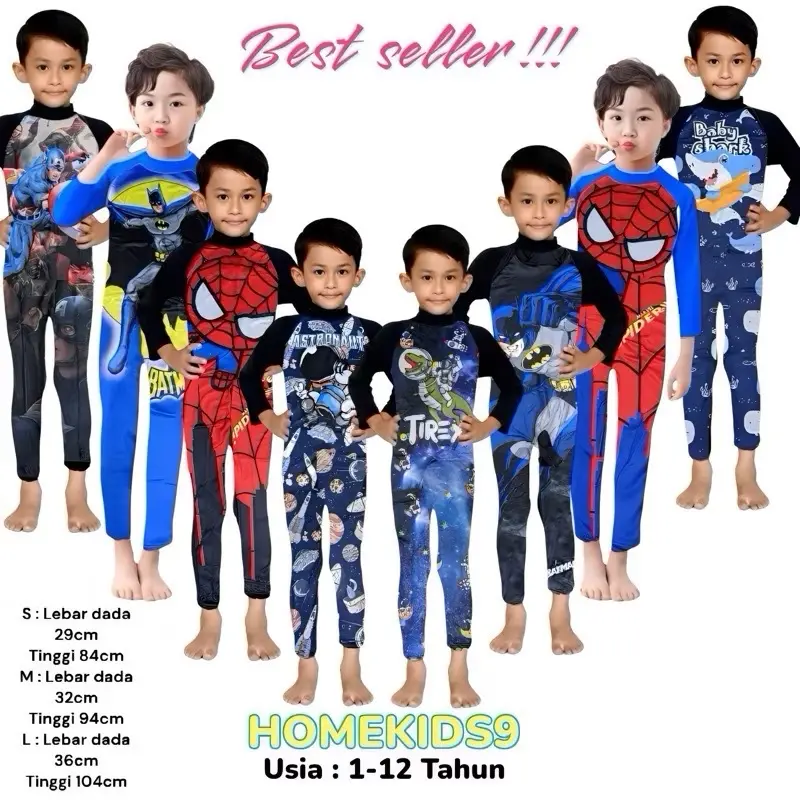 HOMEKIDS9 Baju renang anak laki-laki lengan panjang 1-12 tahun terlaris